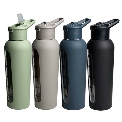 Customized Logo Acceptable 700ml/1000ml Portable Glass Bottle with Time Stamp