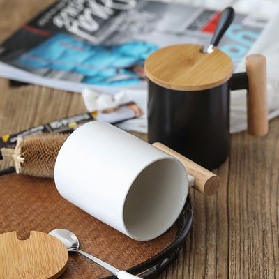 11oz Custom Heat Transfer Ceramic Travel Mug Insulated Office White Cup WITH LID