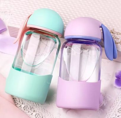 340ml Customized Thermal Insulation Cute Rabbit Ear Glass Water Bottle for Unisex Outdoor