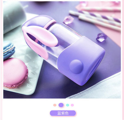 340ml Customized Thermal Insulation Cute Rabbit Ear Glass Water Bottle for Unisex Outdoor