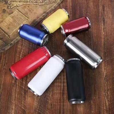 201 Stainless Steel Double Wall Vacuum Insulated Cola Can Bottle with Flip Straw Lid