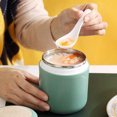 Insulated Breakfast Cup Food Jar 400ml Cute Design Style Thermos Lunch Box with Spoon