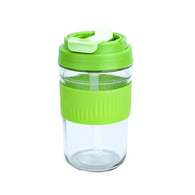 400ml/550ml Multifunctional Glassware Leak Proof Cute Glass Coffee Cup with Straw