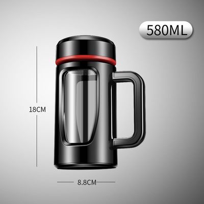 High Borosilicate Glass Large Capacity Hiking Outdoor Glass Cup with Handle and Lid