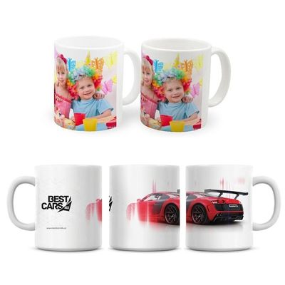 11oz Ceramic Sublimation Mug Custom Design Not Inverted White with Pearl Finish