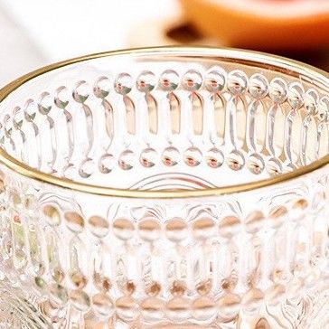 300ML/380ML Capacity Straight Sunflower Embossed Glass Water Drinking Cup Retro Style
