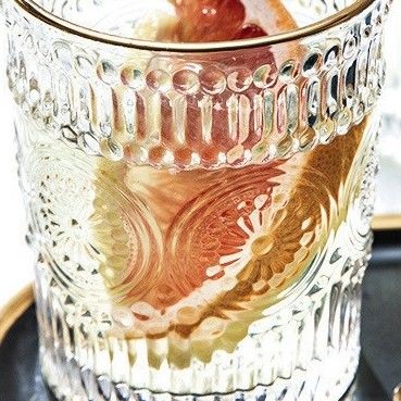 300ML/380ML Capacity Straight Sunflower Embossed Glass Water Drinking Cup Retro Style