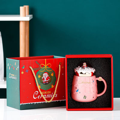 Ceramic Enamel Tumbler Set Red Mug For Christmas Gift Coffee Milk Water Mug Function