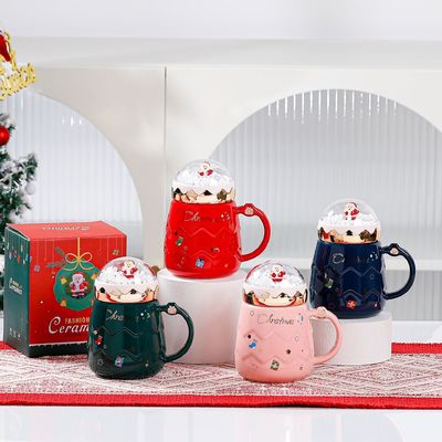 Insulated Cork and Splash Proof Lid Ceramic Mug for Eco-Friendly Customization in Blue