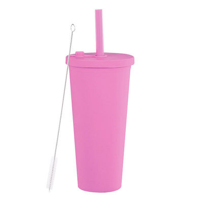 Sale Reusable Plastic Cup With Straw Custom Logo Multi Color 24oz Double Wall Tumblers