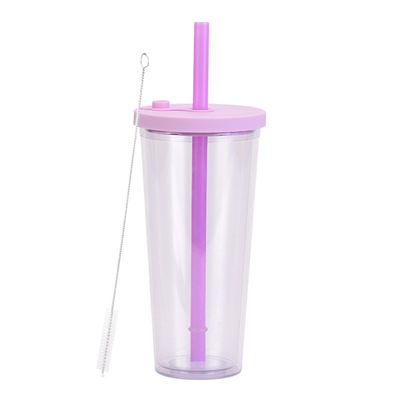 Sale Reusable Plastic Cup With Straw Custom Logo Multi Color 24oz Double Wall Tumblers