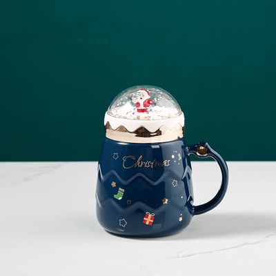 Insulated Cork and Splash Proof Lid Ceramic Mug for Eco-Friendly Customization in Blue