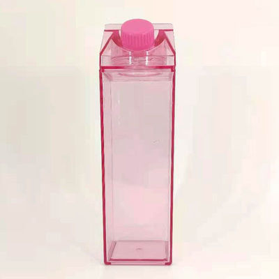 Transparent Leakproof Cup 500ml Plastic Water Bottle BPA-free Square Milk Carton Shape