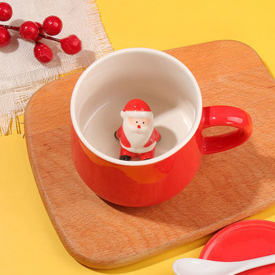 Sustainable Christmas Handmade Ceramic Teacup 3D Coffee Mug for Gifts and Parties