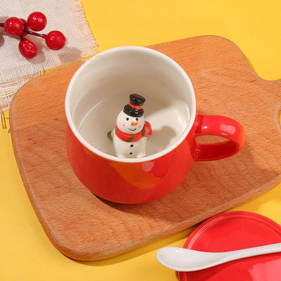 Sustainable Christmas Handmade Ceramic Teacup 3D Coffee Mug for Gifts and Parties