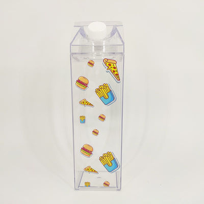 Transparent Square Milk Carton Box Shape 500ml Plastic Drink Bottle Large Capacity Cup