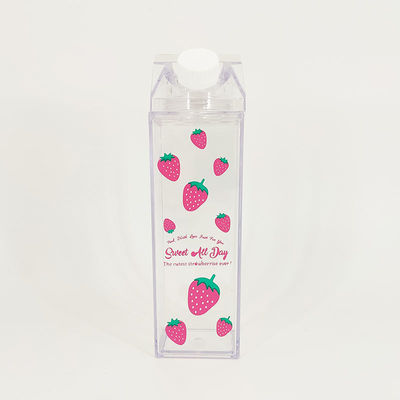 Transparent Square Milk Carton Box Shape 500ml Plastic Drink Bottle Large Capacity Cup