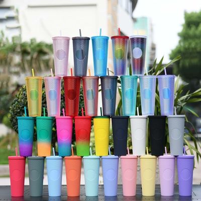 Studded Tumbler 24oz Modern Design Fashion Cup with Leakproof Double Wall and Straw