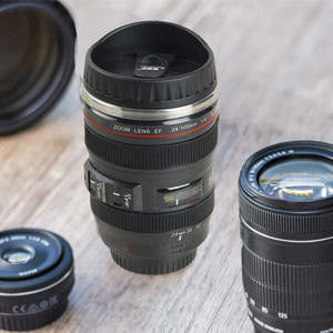 Unique 400ml Insulated Automatic Rotary Stirring Camera Lens Shape Coffee Mug for Tea