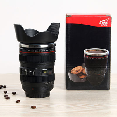 Unique 400ml Insulated Automatic Rotary Stirring Camera Lens Shape Coffee Mug for Tea