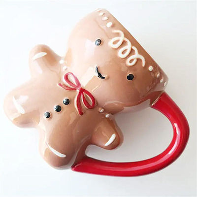 Eco-Friendly 300ml Christmas Ceramic Milk Mug with Cute 3D Cartoon Tea Cup Design