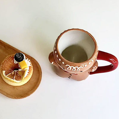 Eco-Friendly 300ml Christmas Ceramic Milk Mug with Cute 3D Cartoon Tea Cup Design