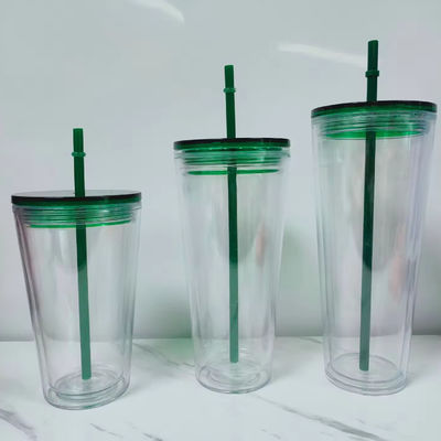 16oz/24oz Custom Pattern Clear Plastic Water Bottle with Lid and Straw Outdoor Style