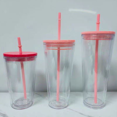 16oz/24oz Custom Pattern Clear Plastic Water Bottle with Lid and Straw Outdoor Style