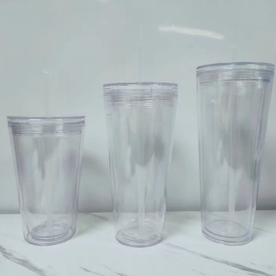 16oz/24oz Custom Pattern Clear Plastic Water Bottle with Lid and Straw Outdoor Style