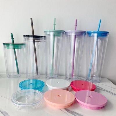 16oz/24oz Custom Pattern Clear Plastic Water Bottle with Lid and Straw Outdoor Style