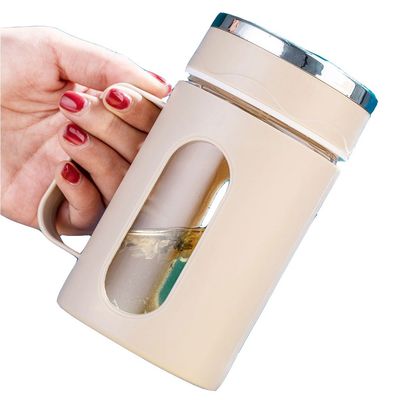 Leak-proof Glass Water Bottle with Handle Office Custom Logo Design Style Classic