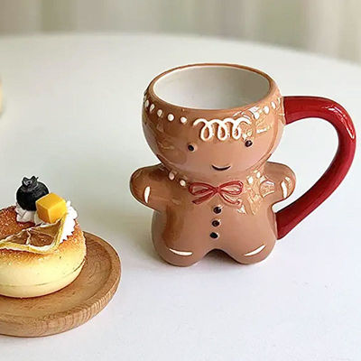 Christmas Day Holiday Custom 300ml Funny Gingerbread Man Magic Cookie Holding Mug