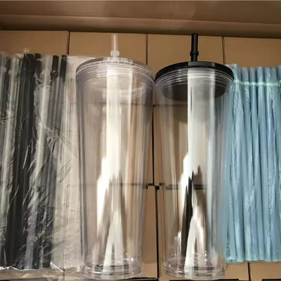 16oz/24oz Student Sports Cup with Lid and Straw Double-walled Plastic Water Bottle