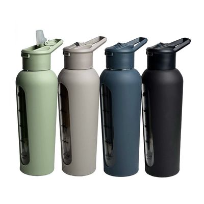 700ml/1000ml Capacity Motivational Water Bottle with Straw and Protective Sleeve