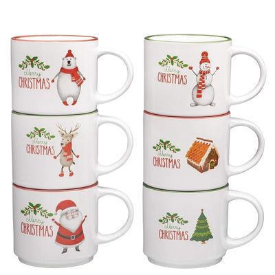 14oz Ceramic Coffee Milk Mug Porcelain White Christmas Coffee Mug with Cute Design