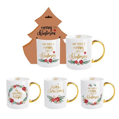 14oz Ceramic Coffee Milk Mug Porcelain White Christmas Coffee Mug with Cute Design