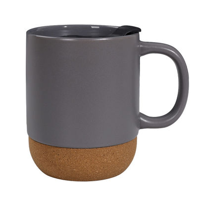 450ML Cork Base Stoneware Matte Ceramic Coffee Mug With PP Lid Perfect Festival Gift Giving