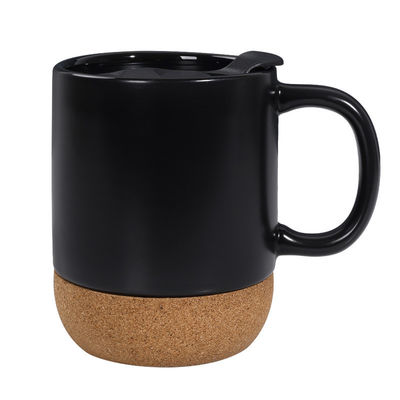 450ML Cork Base Stoneware Matte Ceramic Coffee Mug With PP Lid Perfect Festival Gift Giving