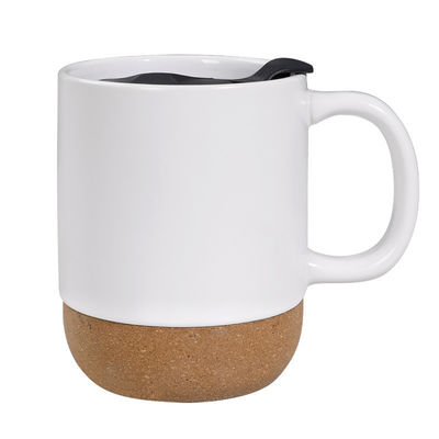 450ML Cork Base Stoneware Matte Ceramic Coffee Mug With PP Lid Perfect Festival Gift Giving