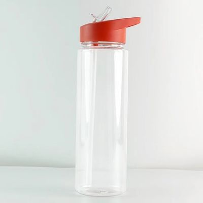Modern Design 350ml BPA-free Clear Plastic Water Bottle With Flip Straw for Traveling