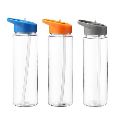 Modern Design 350ml BPA-free Clear Plastic Water Bottle With Flip Straw for Traveling