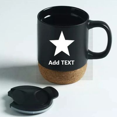 450ML Ceramic Christmas Mug With Lid Custom Logo Creative Cork Bottom Cup White Matte