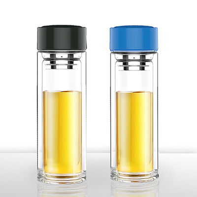 Glass Water Bottle with Tea Filter Portable Double Layer Design Borosilicate Material
