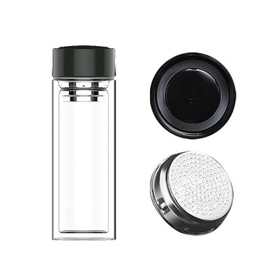 Glass Water Bottle with Tea Filter Portable Double Layer Design Borosilicate Material