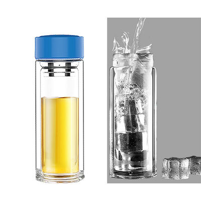 Glass Water Bottle with Tea Filter Portable Double Layer Design Borosilicate Material