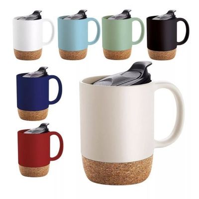 Black Matte Color Glaze Ceramic Cork Bottom Coffee Mugs with Custom Logo