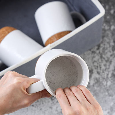 Black Matte Color Glaze Ceramic Cork Bottom Coffee Mugs with Custom Logo