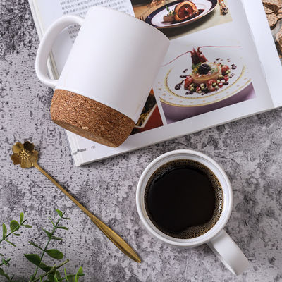 Black Matte Color Glaze Ceramic Cork Bottom Coffee Mugs with Custom Logo