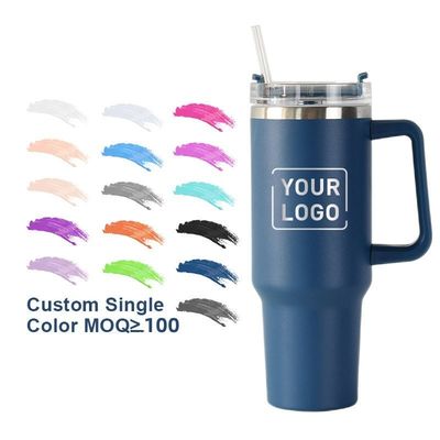 Customizable Vacuum Insulated Tumbler 40oz Stainless Steel Mug with Handle and Straw