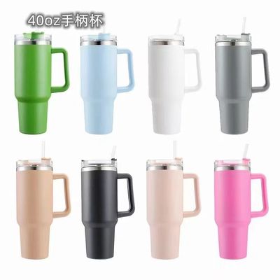 Customizable Vacuum Insulated Tumbler 40oz Stainless Steel Mug with Handle and Straw